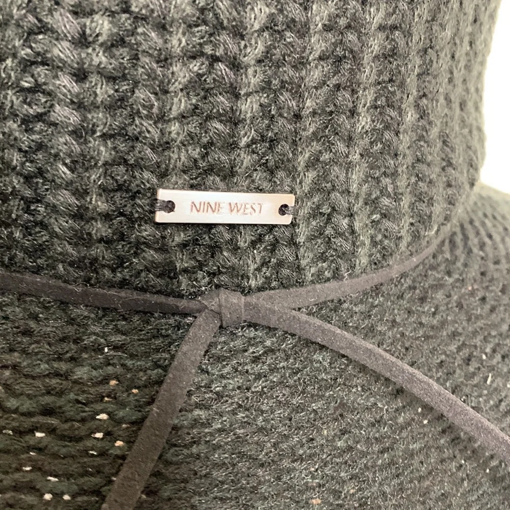 Nine West | Black Knitted Canvas Floppy Derby Hat | Influencer Status Beach Cap - Picture 5 of 13